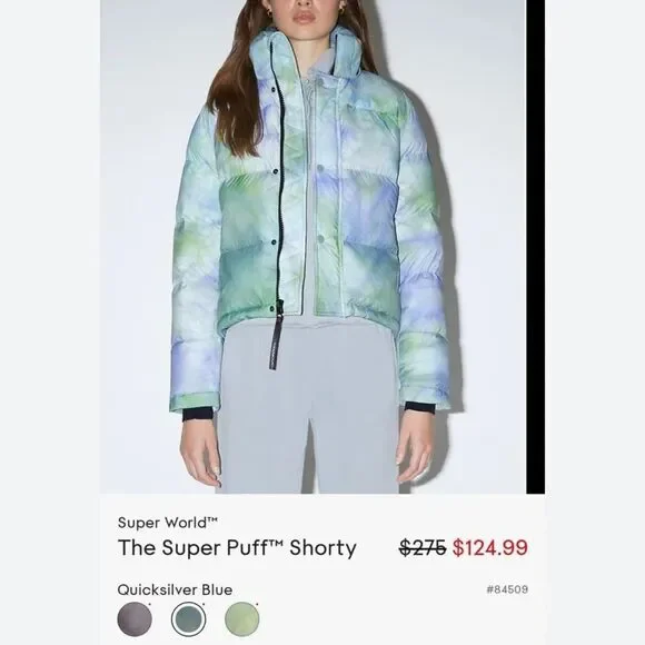 Aritzia Super Puff Shorty in Quicksilver Blue and Green - Picture 12 of 12